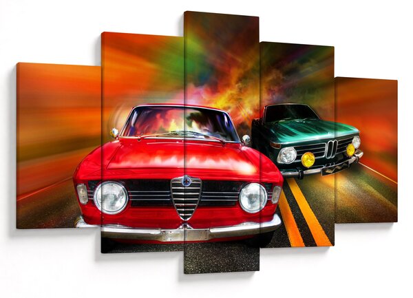 Obraz - Retro závodné autá (150x105 cm)