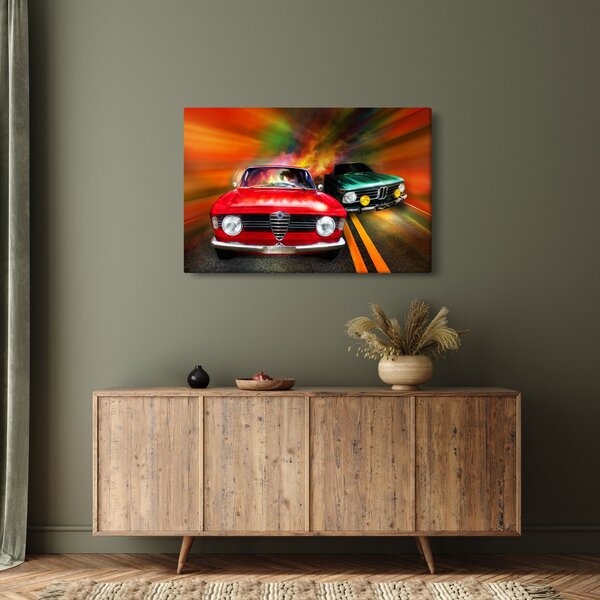 Obraz - Retro závodné autá (90x60 cm)