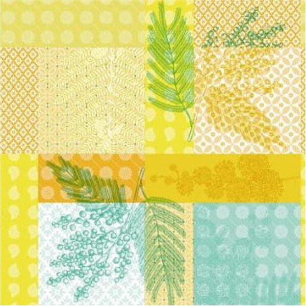 Obrus PVC 3581568, metráž, šířka 140 cm, florálny vzor žlto-zelený, IMPOL TRADE