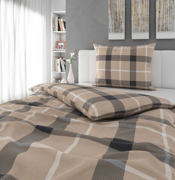 POSTEĽNÁ BIELIZEŇ, flanel, antracitová, prírodná farba, 140/200 cm Esposa - Obliečky & plachty