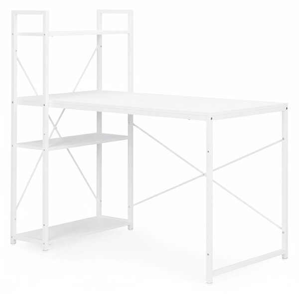 ModernHome Pracovný stôl 120x60 cm s 3 policami biely ModernHome