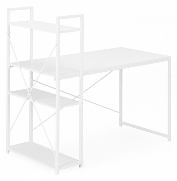 ModernHome Pracovný stôl 120x60 cm s 3 policami biely ModernHome