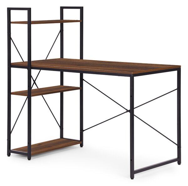 ModernHome Pracovný stôl 120x60 cm s 3 policami hnedý ModernHome