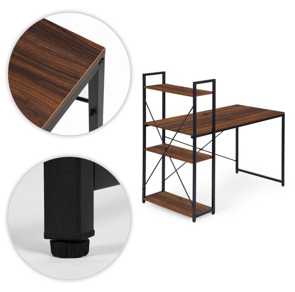 ModernHome Pracovný stôl 120x60 cm s 3 policami hnedý ModernHome