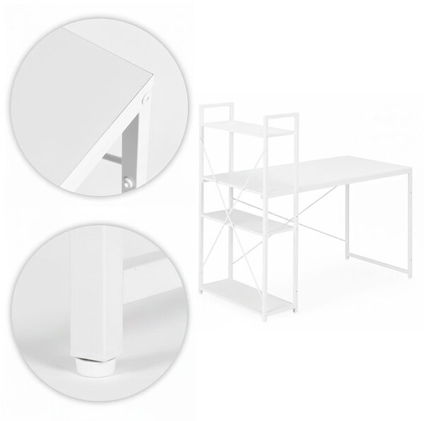 ModernHome Pracovný stôl 120x60 cm s 3 policami biely ModernHome