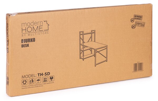 ModernHome Pracovný stôl 120x60 cm s 3 policami biely ModernHome