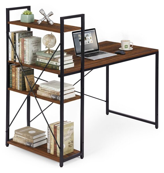 ModernHome Pracovný stôl 120x60 cm s 3 policami hnedý ModernHome