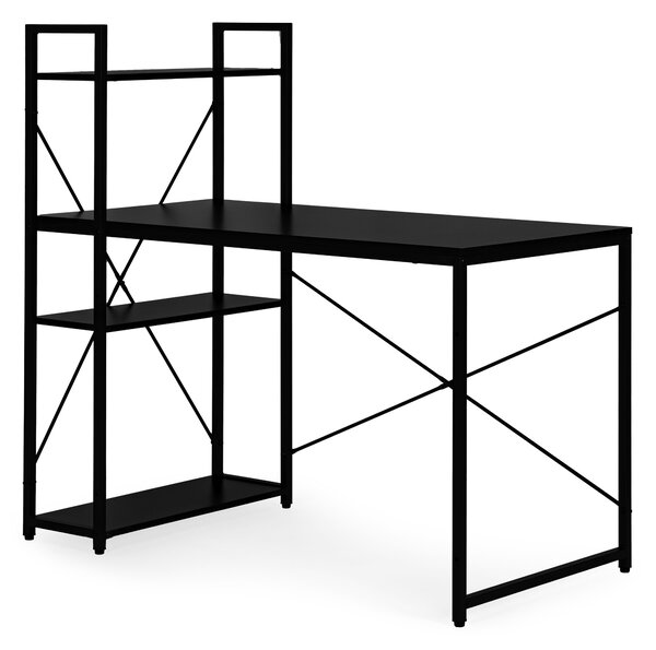 ModernHome Písací stôl 120x60 cm s 3 policami čierny ModernHome