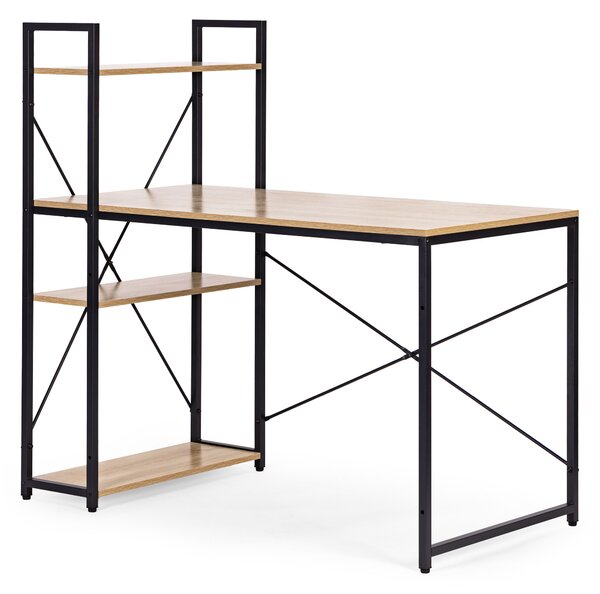 ModernHome Pracovný stôl 120x60 cm s 3 policami, svetlo hnedý ModernHome