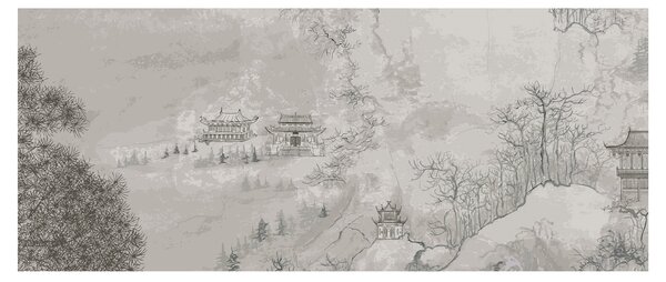 Obraz - Čínska krajina (120x50 cm)