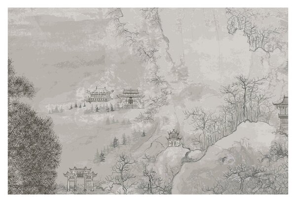 Obraz - Čínska krajina (90x60 cm)