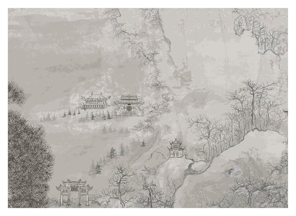 Obraz - Čínska krajina (70x50 cm)
