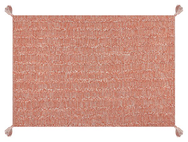 Koberec oranžový bavlna 140 x 200 cm bez vzoru obdĺžnikový tvar so strapcami boho moderný štýl obývacia izba spálňa