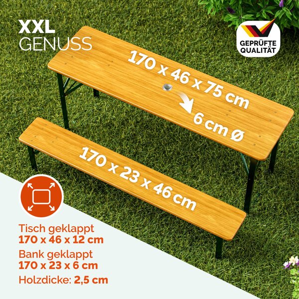 Pivný set KLASIK, 170cm, prírodná hnedá