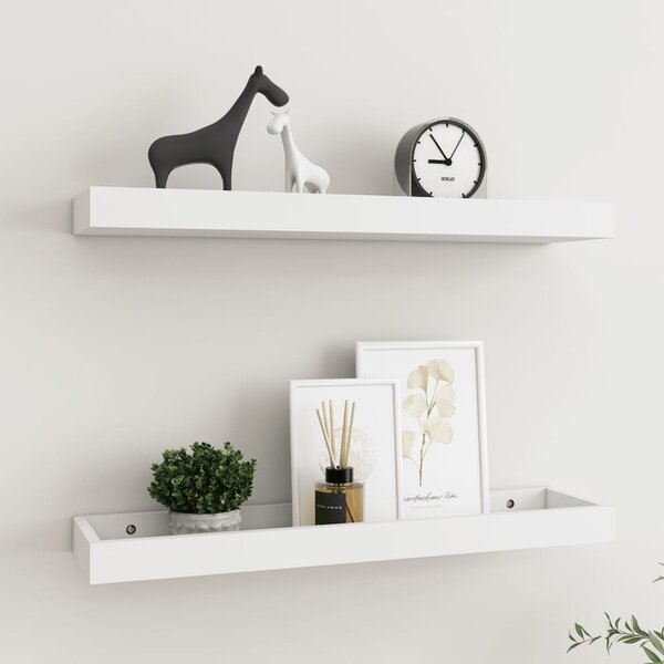 Terasové nástenné police 2 ks biele 60x15x4 cm MDF