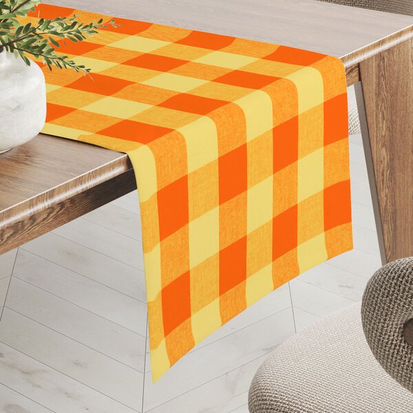 Biante Bavlnený behúň na stôl Olivia OL-003 Oranžovo-žltá kocka veľká 20x120 cm