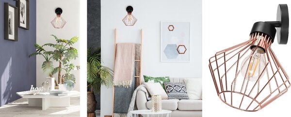 TooLight Nástenná lampa Eira ružovo zlatá/čierna