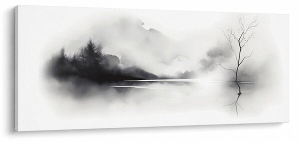 Obraz - Atramentová maľba krajiny (120x50 cm)