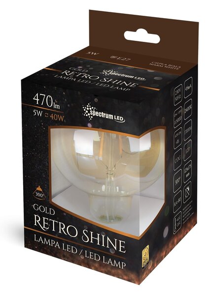 Spectrum LED LED žárovka GLOB 4,9W E27 COG RETROSHINE teplá bílá