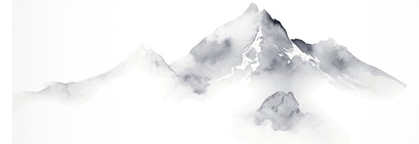 Obraz - Atramentová maľba hôr (70x50 cm)