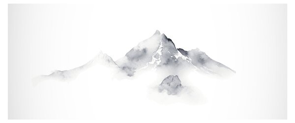 Obraz - Atramentová maľba hôr (120x50 cm)