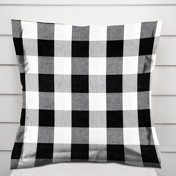 Biante Bavlnená obliečka na vankúš s lemom Olivia OL-004 Čierno-biela kocka veľká 35 x 45 cm