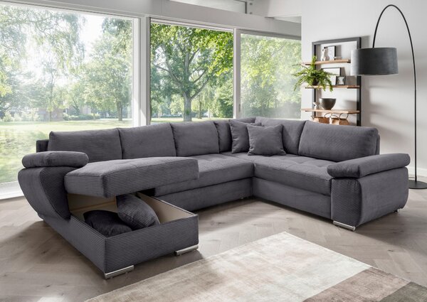 SEDACIA SÚPRAVA, textil, sivá P & B - Sedačky, Online Only