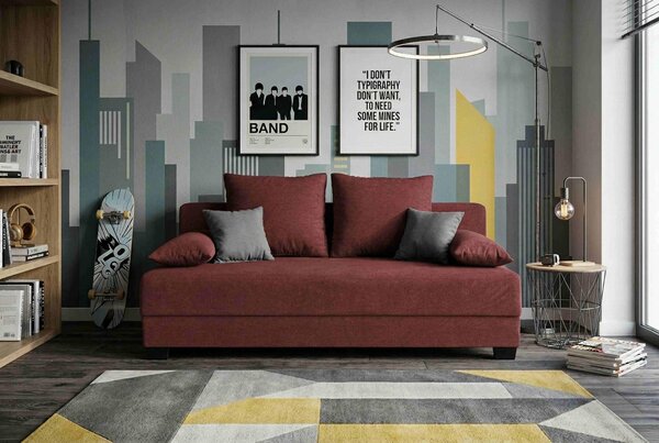 ROZKLADACIA POHOVKA, textil, kompozitné drevo, červená P & B - Sedačky, Online Only