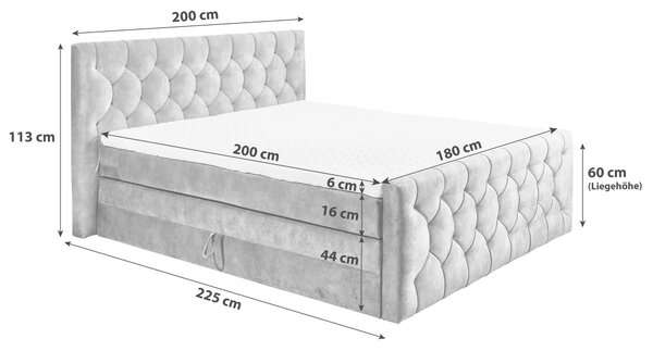 BOXSPRINGOVÁ POSTEĽ, 180/200 cm, sivá MID.YOU - Online Only spálne, Online Only