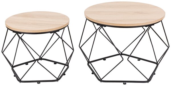 SADA KONFERENČNÝCH STOLÍKOV, čierna, farba duba, kov, kompozitné drevo, 50-40/50-40/40-36 cm MID.YOU - Stolíky do obývačky, Online Only