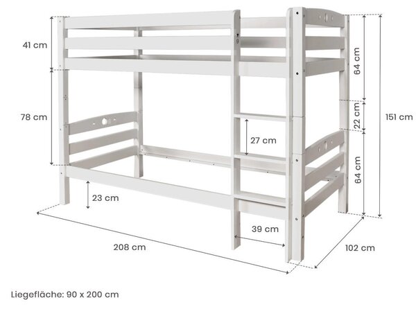 POSCHODOVÁ POSTEĽ 90/200 cm MID.YOU - Detské izby, Online Only