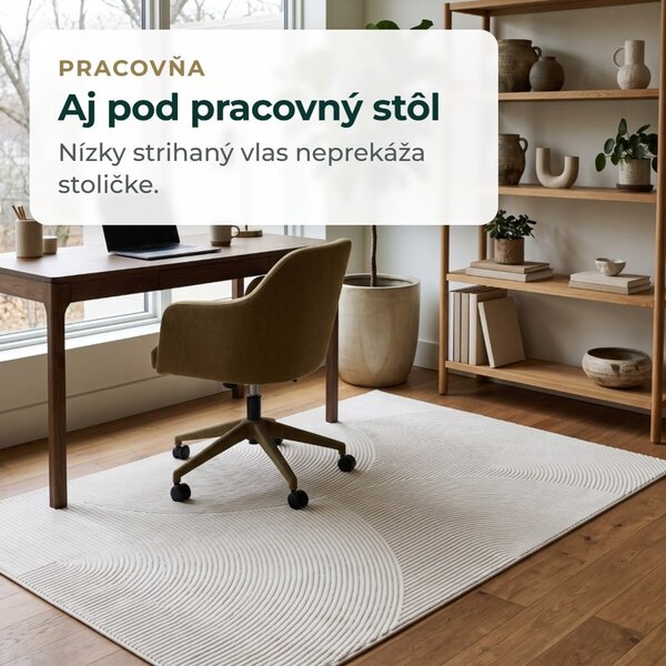 Angel Carpet, Kusový koberec Zafiro 25 Cream, 60x110, biela, kancelária