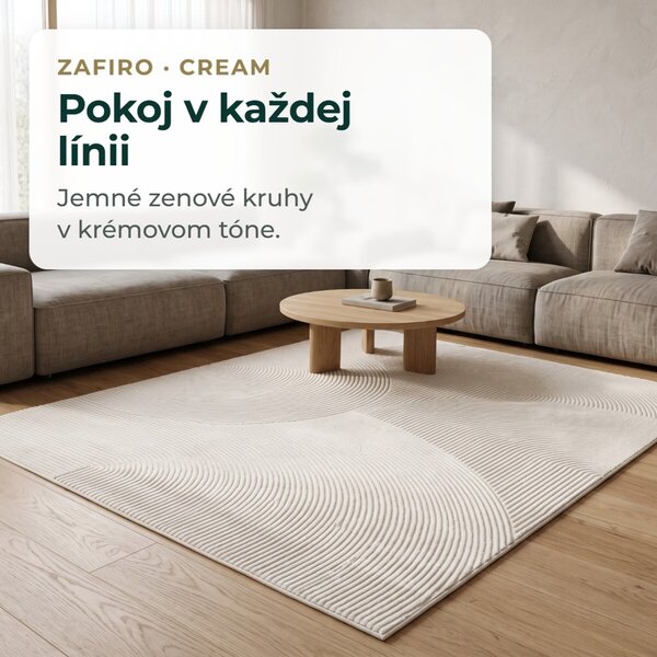 Angel Carpet, Kusový koberec Zafiro 25 Cream, 60x110, biela, kancelária