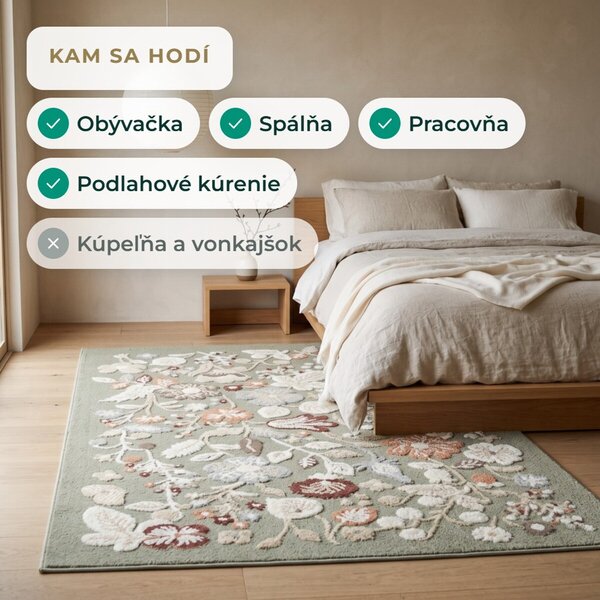 Angel Carpet, Kusový koberec Aurora 25 Green, 60x110, zelená, kancelária