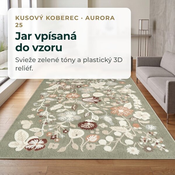 Angel Carpet, Kusový koberec Aurora 25 Green, 60x110, zelená, kancelária