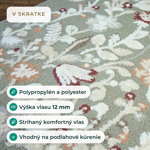 Angel Carpet, Kusový koberec Aurora 25 Green, 60x110, zelená, kancelária