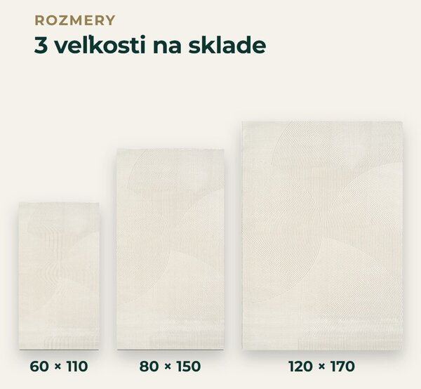 Angel Carpet, Kusový koberec Zafiro 25 Cream, 60x110, biela, kancelária
