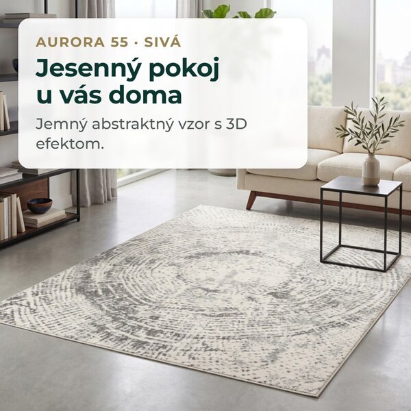 Angel Carpet, Kusový koberec Aurora 55 Grey, 60x110, šedá, kancelária