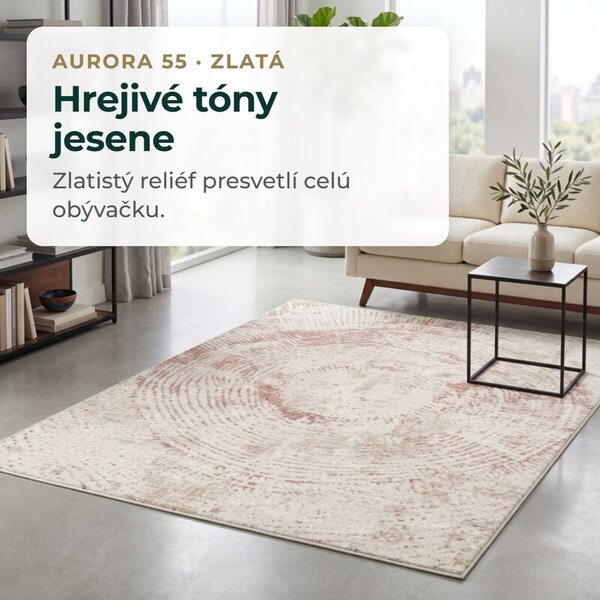 Angel Carpet, Kusový koberec Aurora 55 Gold, 60x110, žltá, kancelária