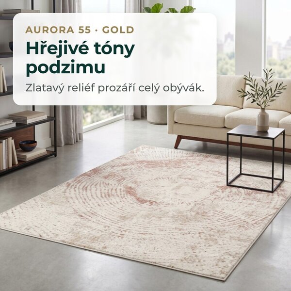 Angel Carpet, Kusový koberec Aurora 55 Gold, 60x110, žltá, kancelária