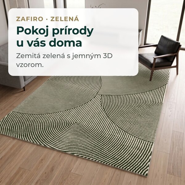 Angel Carpet, Kusový koberec Zafiro 25 Green, 60x110, zelená, kancelária