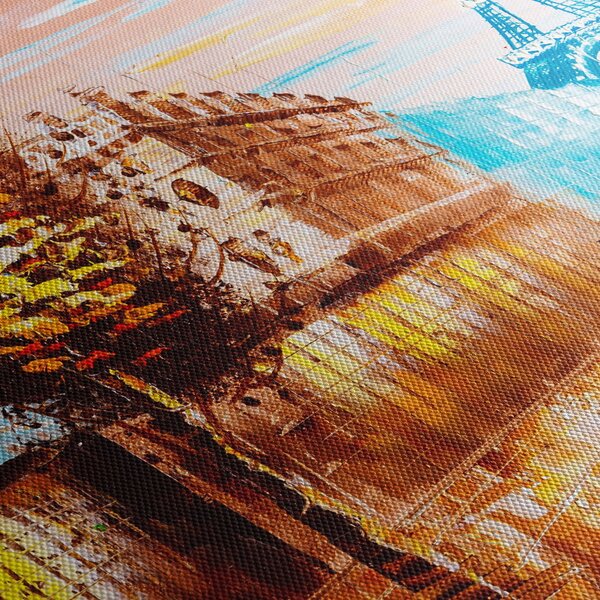 Obraz - Daždivého počasia a Eiffelovej veže (120x50 cm)
