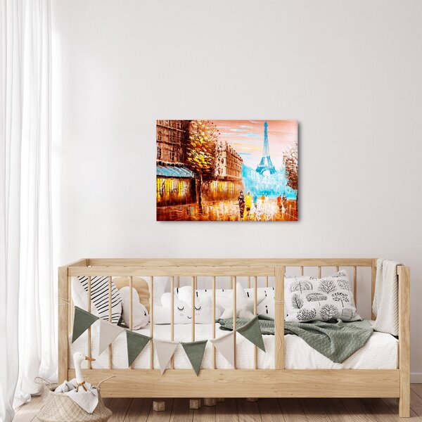 Obraz - Daždivého počasia a Eiffelovej veže (70x50 cm)