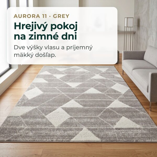 Angel Carpet, Kusový koberec Aurora 11 Grey, 80x150, šedá, kancelária