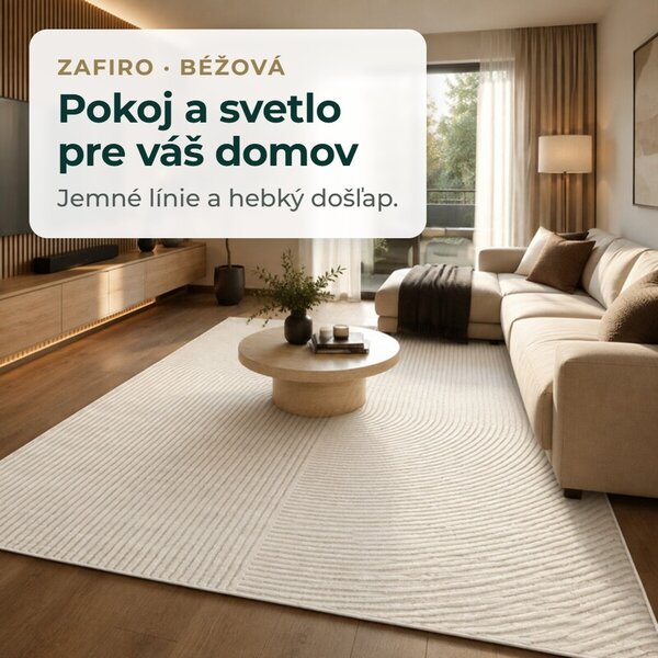 Angel Carpet, Kusový koberec Zafiro 19 Beige, 60x110, béžová, kancelária