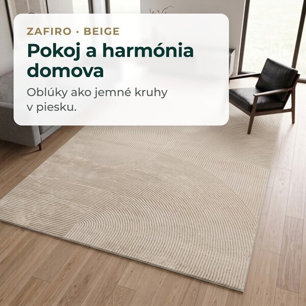 Angel Carpet, Kusový koberec Zafiro 25 Beige, 60x110, béžová, kancelária