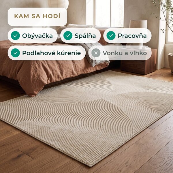 Angel Carpet, Kusový koberec Zafiro 25 Beige, 60x110, béžová, kancelária