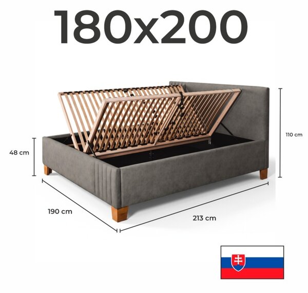 Posteľ čalúnená RONIA + lamelový rošt + matrac EMI