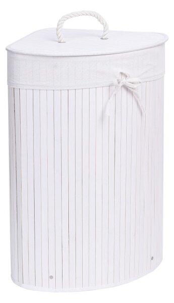 Rohový kôš na bielizeň 60 l bambusový biely
