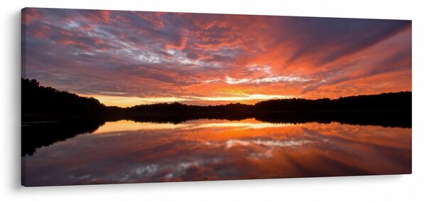 Obraz - Západ slnka nad jazerom (120x50 cm)